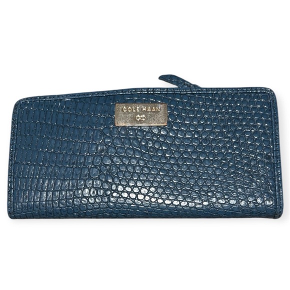 Cole Haan Blue Embossed Wallet - Picture 1 of 7